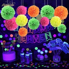 Party Decorations – 12 PCS Fluorescent Neon Tissue Pom Poms for , Wedding, Ba…
