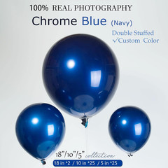 Chrome Blue Double-Stuffed Balloons Different Sizes 52 PACK 18+10+5 Inch Metalli