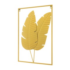 2PCS Wall Decorations Gold Iron Leaf Wall Hanging Home Decor w/Frame Wall Decor