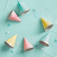10ct 4″ Mini Glittered Party Hats Pastel