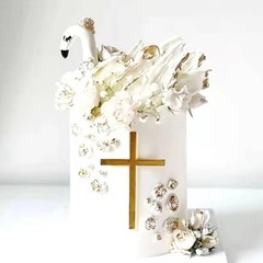 10 Piece Set Gold Cross Cake Toppers 3.82×5.59 Inch Baptism Holy Communion