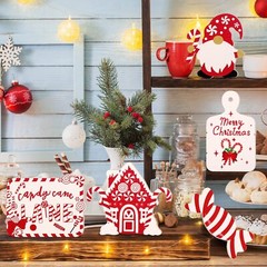 12 Pcs Christmas Tiered Tray Decor Wooden Signs for Home Room Table Fireplace