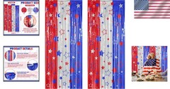 Party Streamer Backdrop 2 Pack Red Blue Silver Festive 4th July Photo Prop Set