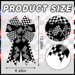 Glodecart 2PCS Sports Bow for Wreath, Sport Checkered Flag Small, Style6