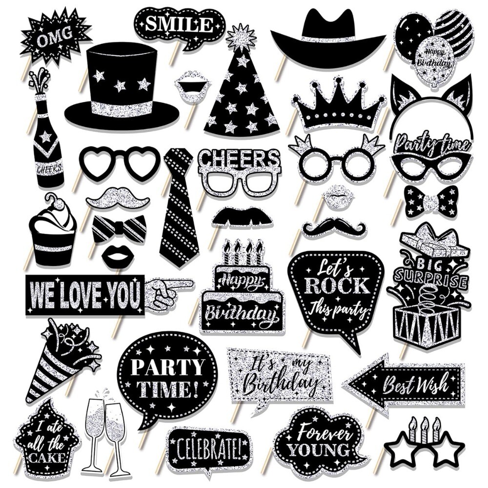 Birthday Photography Props Photo Booth Props Dress Up Costume Mask Party Decor