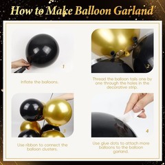 Vicduotex 114pcs 50th Birthday Decorations for Men, Black & Gold Balloons, Ba…