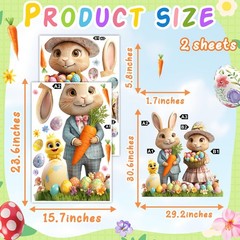 Large Easter Window Decoration Clings Double-Sided Bunny Decals Home Indoor Deco