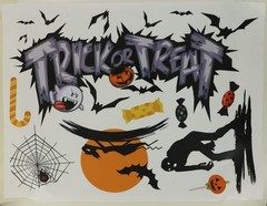 SKELETONS, WITCHES, WEREWOLF, ZOMBIES – HALLOWEEN WALL & WINDOW DECOR – 35×27 CM