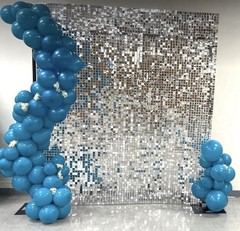 24 Square SILVER Sequin Shimmer Wall Backdrop Panels for Party Decor – NIOB