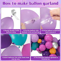 Music Themed Birthday Decorations, Pink Purple Teal Blue Sliver Balloon Garland