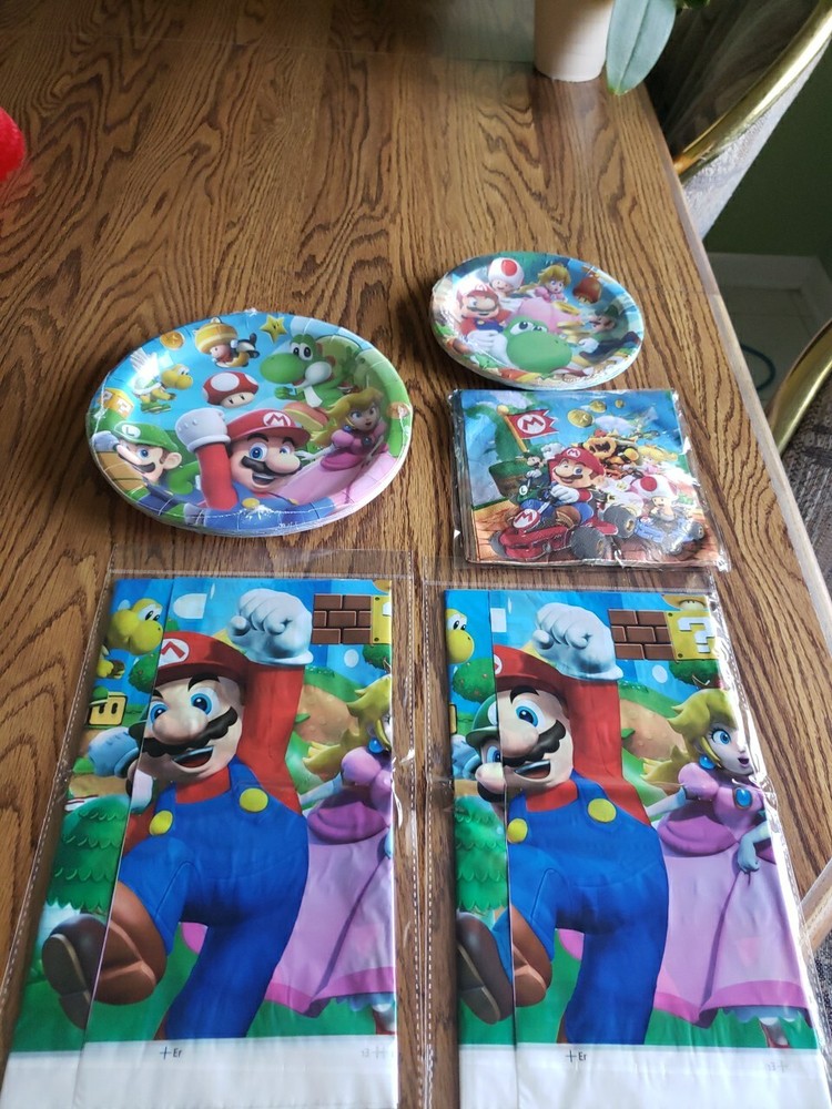 Super Mario Bros Party Supplies for Kids Birthday Party 92 PC Set Plates Napkins