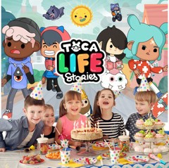Toca Life World Party Supplies Banner Backdrop Poster Vinyl Birthday Decor
