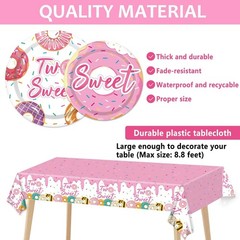 143Pcs Sweet Birthday Party Decorations Girls Donut tableware Set Sweet Donut…