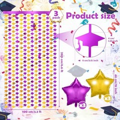 2025 Graduation Party Decorations, 3 Pack 3. 3 x 6. 6 ft Grad Purple and Gold