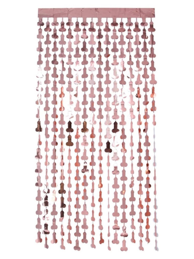 Penis Foil Curtain Backdrop Rose Gold Hen Night Fancy Dress Party Accessory