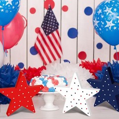 Durable Wooden Star Blocks – 3Pc Set for 4th of July, Labor Day & Memorial Day