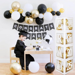 Graduation Decorations 2025,4 Pcs Transparent Balloon Boxes with Letters of GRAD