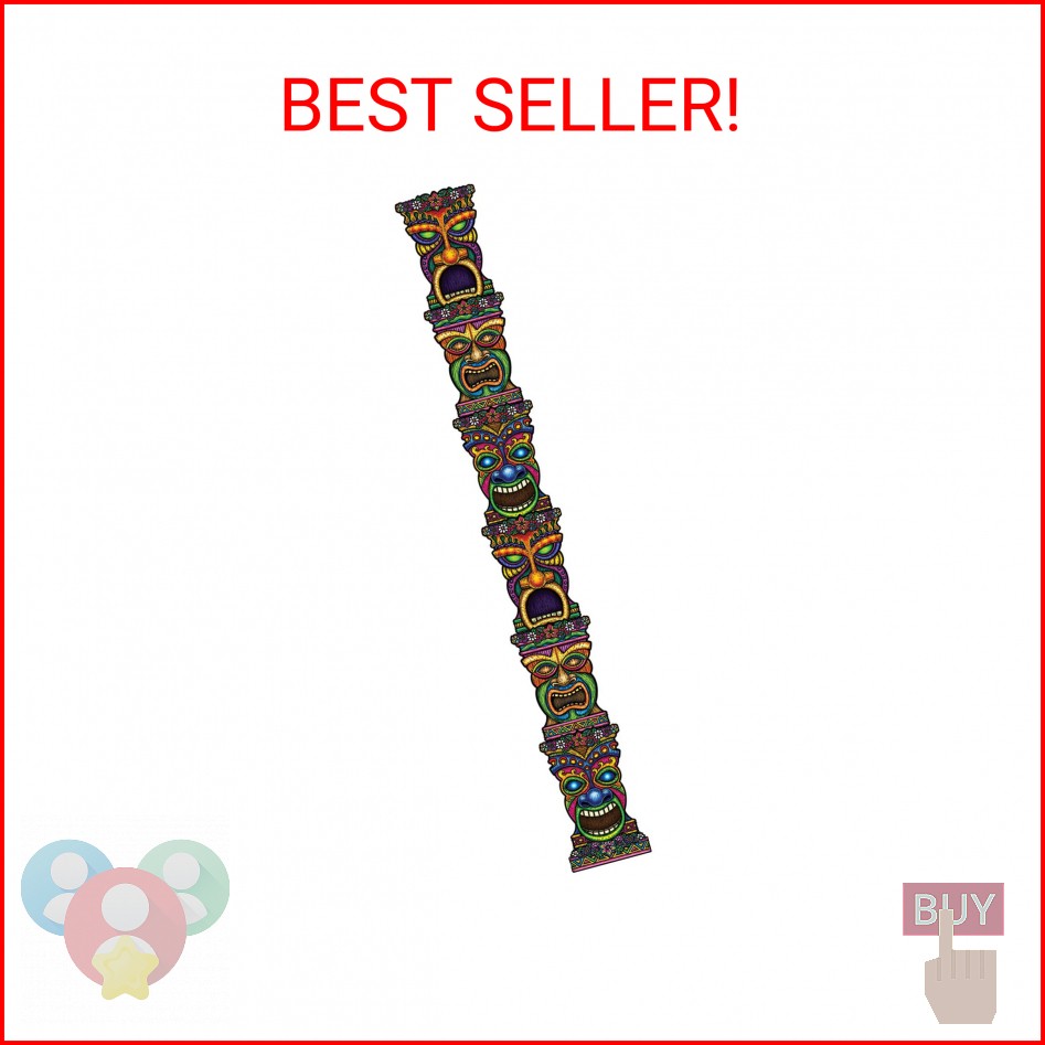 Beistle Tiki Totem Pole Photo Props, 7′ Tall – Hawaiian Luau Party Wall Decorati