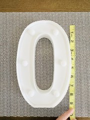 LED Number 0 Lighted Marquee Sign – White with Warm Yellow Bulbs