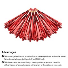 15Pcs Red Tassel Garland Banner w Rope