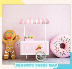 4 Pack Pink Circus Awning Decoration 3D Pink and White Stripe Cardboard Awning B