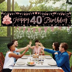 40th Birthday Banner Decorations for Women, Rose Gold Happy 40 Year Old Birth…