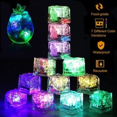 12-120Pcs LED Light Up Ice Cubes Color Changing for Wine Drinks Glow in the Dark