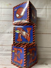 Spider 1st Birthday BoxesDecorations, 3pcs One BABY Spider Super Hero.Red/blue.N