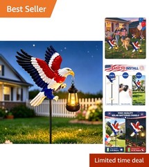 Patriotic Solar Eagle Stake Light – 29.9in Metal Lantern for Gardens & Patios