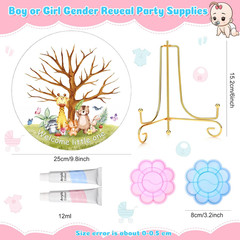 Pasimy Gender Reveal Fingerprint Tree Boy or Girl Party Ideas Baby Shower Guest