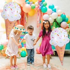 32 Inch Large Ice Cream Balloons Cone Kit, Giant Sweet Ice Cream Sprinkle Foi…