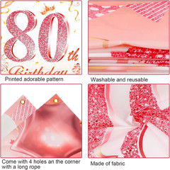 Rose Gold 80Th Birthday Decoration for Woman, Rose Gold Happy 80Th Birthday Door