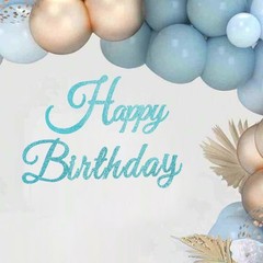 TONIFUL Happy Birthday Sign for Backdrop – Glitter Teal Felt Banner – Include…