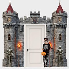 4 PCS Medieval Entryway Party Decorations Castle Door Covers Hanging Banner