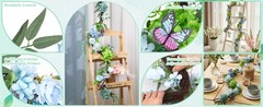 1Pcs Artificial Hydrangea Flower Garland, Faux Butterfly Floral Vine with