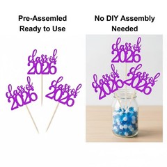 12 Pack Double Sided Graduation Centerpiece Sticks, Blank Kraft Tags & Twine – C