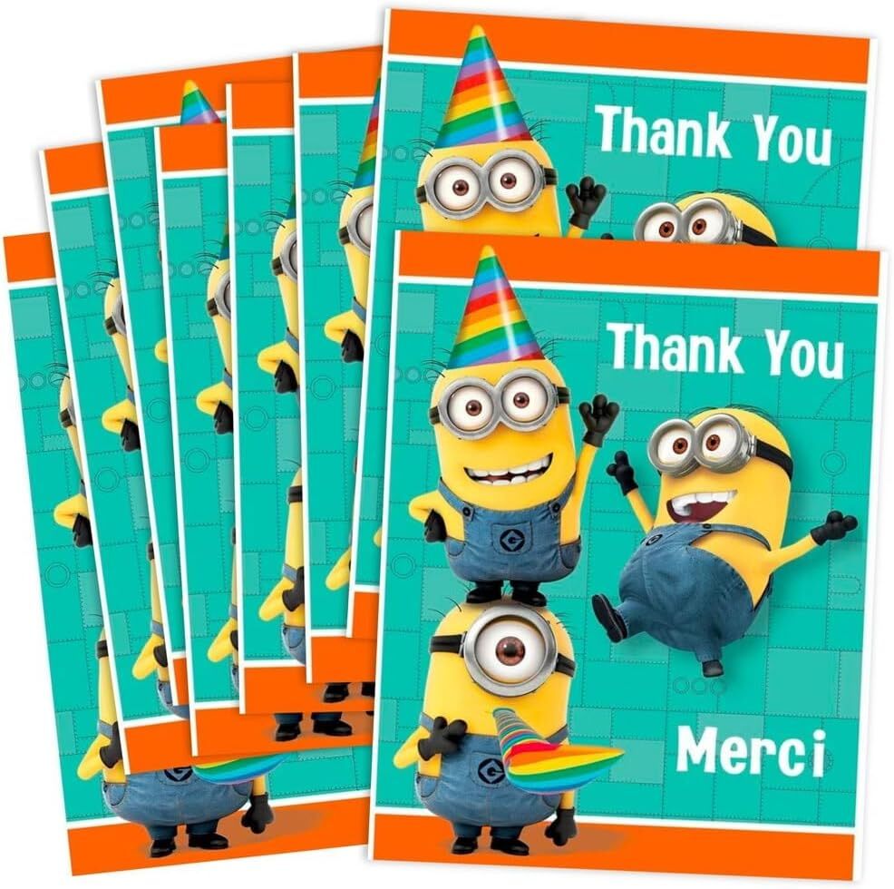 Unique Despicable Me Thank You Note Cards – 5.5″ x 4″, 8 Pcs