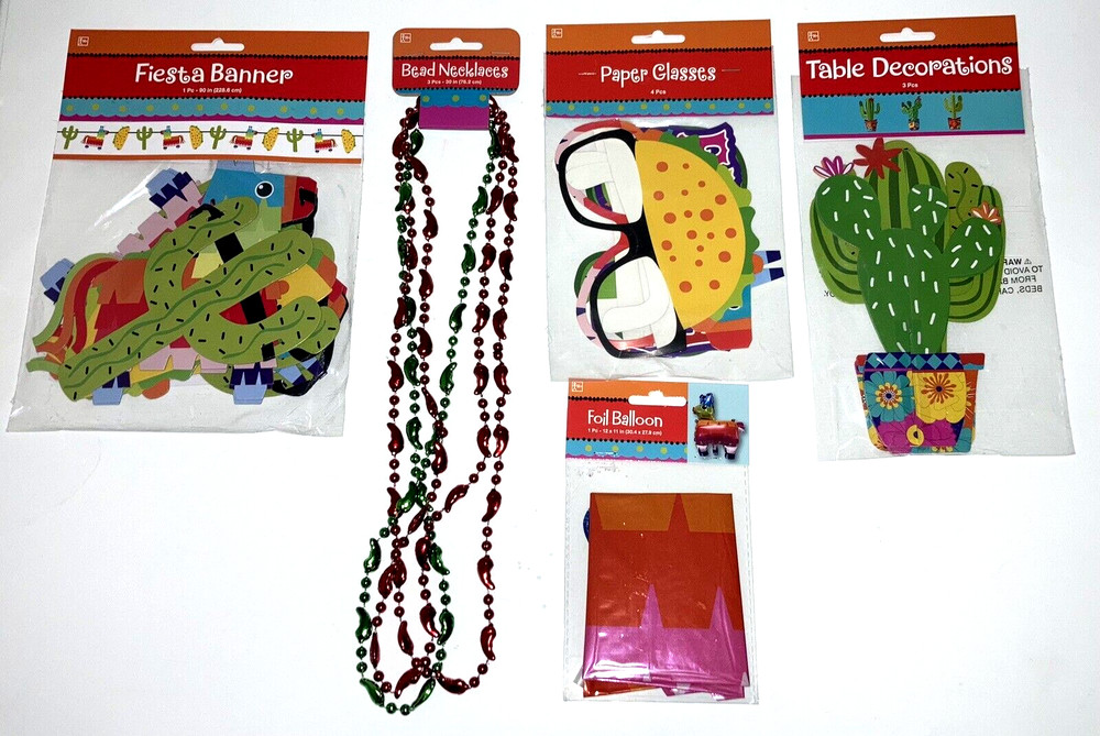 Set of 5 FIESTA Party Decorations. Great for Taco Parties! See Description.