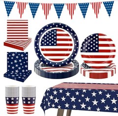 Patriotic Party Themed Disposable Tableware (Plates, Napkins, Cups)