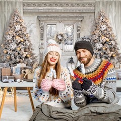 Mocsicka Christmas Winter Manor Photography Backdrop Stylish Christmas Interi…