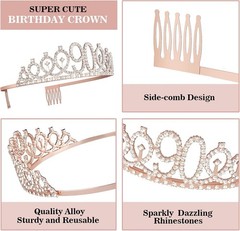 90th Birthday Celebration Essentials with Rose Gold Crown and Numeral Candles