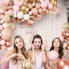 Rose Gold Balloon Arch Kit, 147Pcs Metallic Gold White Pastel Nude Pink and R…