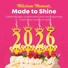 Gold Glitter Number 8 – Luxury Cake Topper Candle for Birthdays, Weddings & A…