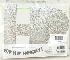 BOGO Hip Hip Hooray Silver Glitter Garland Birthday Party Celebration Meri Meri