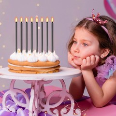BEAN LIEVE 30-Count Black Long Thin Birthday Candles, Cake