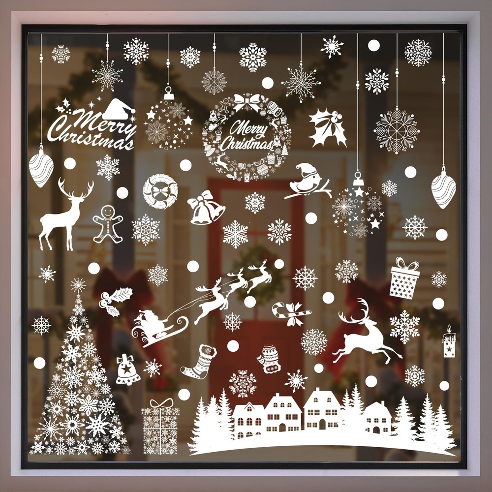 84 Pcs Christmas Window Clings – 9 Sheets City B