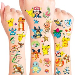 Pokemon Kids Tattoo DIY Stickers Set Pikachu Character Party Birthday Game Decor