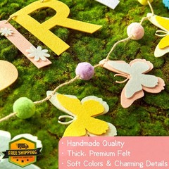 OBBOLO Yellow Pink Blue Butterfly Birthday Banner