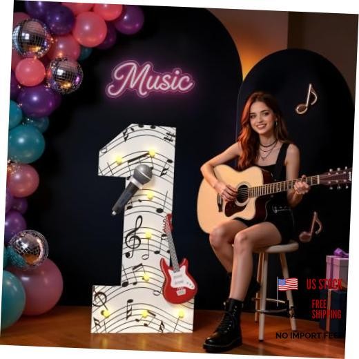 Music Theme 1st Birthday Decorations, Musical Party Decor Light Up Number 1