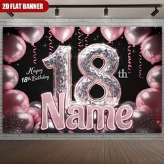 1pc Personalized 18th Birthday Banner Custom Number 18 Balloon Party Decoration♪